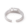 Clear Cubic Zirconia Safe Pin Shape Open Cuff Ring RJEW-G283-07P-3