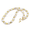 Rack Plating Brass & ABS Plastic Pearl Beads Star Beaded Necklaces for Women NJEW-C059-19G-1