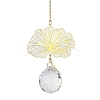 Brass Hollow Lotus Leaf Hanging Ornaments HJEW-E012-03G-02-1