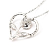 Clear Cubic Zirconia Heart with Rose Pendant Necklace NJEW-F293-01C-RG-3