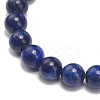 Natural Lapis Lazuli(Dyed) Round Beaded Stretch Bracelet with Bullet Charms BJEW-JB09018-01-5