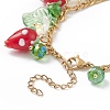 Plastic Imitation Pearl Flower & Acrylic Leaf & Lampwork Strawberry Charms Bracelet BJEW-TA00181-5