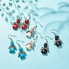 Synthetic Turquoise Skull with Wings Dangle Earrings EJEW-JE04944-2