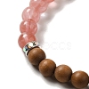 6mm Round Sandalwood and Cherry Quartz Glass Beaded Stretch Bracelets BJEW-B080-09B-3