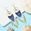 Ring with Starfish Tassel Glass Seed with Brass Dangle Earrings EJEW-MZ00145-2