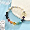 Natural & Synthetic Mixed Gemstone & Brass Virgin Mary Beaded Stretch Bracelet for Women BJEW-JB09323-5