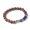 Dyed Wood Round Beads Stretch Bracelets BJEW-JB04839-06-1