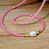 Sweet and Cool Summer Freshwater Pearl Necklaces Pink Glass Beaded Necklaces VX3518-2