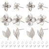 BENECREAT 12Pcs 3 Style Brass Stud Earring Findings KK-BC0010-21-1