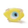 Lampwork Oval with Evil Eye Open Cuff Ring RJEW-I086-13G-06-3