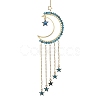 Natural Apatite & Brass Moon Pendant Decorations HJEW-JM01198-02-1