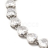 Clear Cubic Zirconia Heart Link Chain Necklace NJEW-E074-06P-3