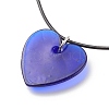 Heart with Evil Eye Lampwork Pendant Necklace with Leather Cord for Women NJEW-JN03924-01-6