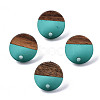 Transparent Resin & Walnut Wood Stud Earring Findings MAK-N032-007A-A01-1