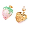 Strawberry Enamel Stud Earrings EJEW-Z065-14G-3