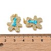 Brass Micro Pave Cubic Zirconia with Synthetic Opal Pendants KK-D096-21G-3