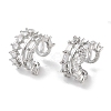 Brass Micro Pave Cubic Zirconia Cuff Earrings EJEW-E310-15P-1