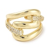 Rack Plating Brass Pave Clear Cubic Zirconia Open Cuff Rings RJEW-M172-11G-2