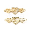 Brass Micro Pave Clear Cubic Zirconia Connector Charms KK-E068-VB384-1