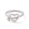Crystal Rhinestone Heart with Arrow Finger Ring RJEW-D120-18B-P-2