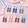 7 Pairs 7 Colors Natural Dyed Lava Rock Disc Beaded Dangle Earrings EJEW-JE05618-2