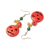 Pumpkin Synthetic Turquoise Dangle Earrings EJEW-TA00517-4