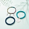 3Pcs 3 Style Synthetic Turquoise(Dyed) & Hematite Stretch Bracelets Set BJEW-JB08589-7