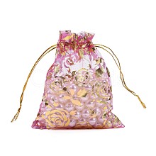 Rose Printed Organza Bags OP-R021-10x12-07