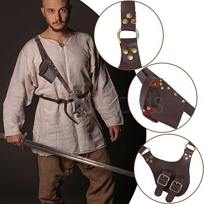 PU Leather with Alloy Waist Fencing Sheath AJEW-WH0419-03A-1