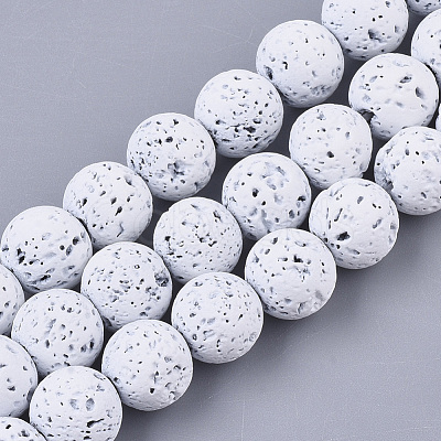 Spray Painted Natural Lava Rock Beads Strands G-N0324-C-M-1