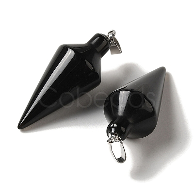 Natural Obsidian Pendants G-Z055-02P-11-1