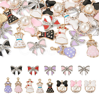 Pandahall 26Pcs 13 Styles Alloy Enamel with Crystal Rhinestone Pendants ENAM-TA0001-68-1