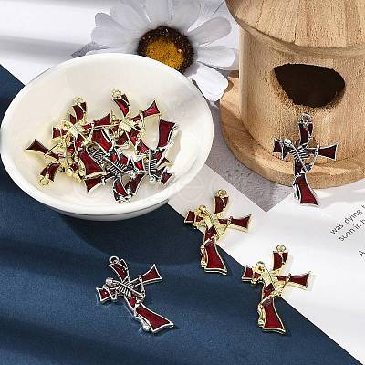 10Pcs 2 Colors Alloy Enamel Pendants ENAM-CJ0002-15-1