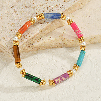 Bohemian Style Colorful Mixed Stone Beaded Stretch Bracelets for Women AC6424-1