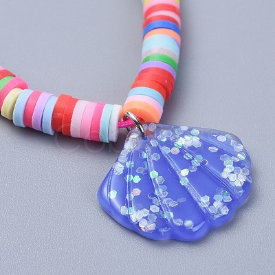 Handmade Polymer Clay Heishi Beads Kids Braided Bracelets BJEW-JB04319-M-1