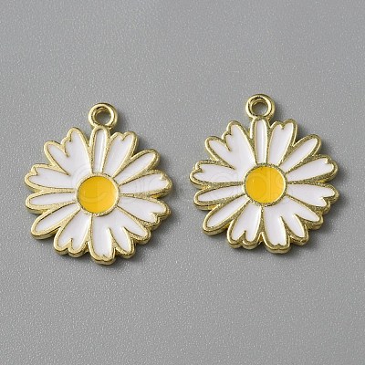 Light Gold Plated Alloy Enamel Pendants ENAM-WH0001-36LG-01-1