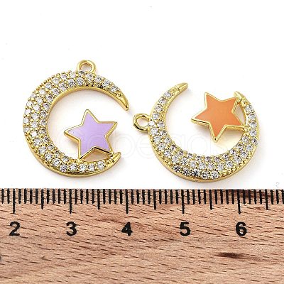 Brass Brass Micro Pave Cubic Zirconia Pendants KK-F871-18G-1