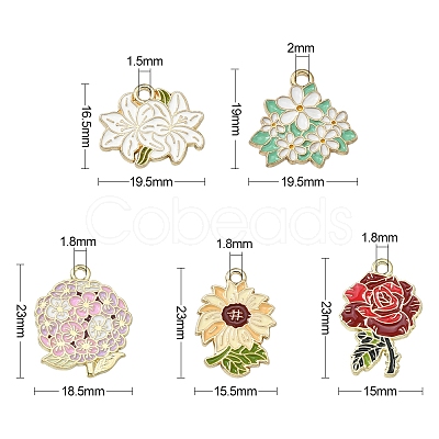 30Pcs 5 Styles Zinc Alloy Enamel Pendants ENAM-CJ0003-09-1