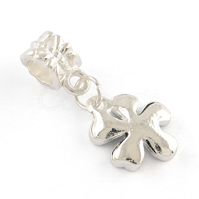 Silver Color Plated Flower Metal Alloy Enamel European Dangle Charms ENAM-Q421-28-1