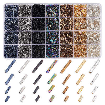 PandaHall Elite 5845Pcs 28 Style Glass Twisted Bugle Beads SEED-PH0001-60-1