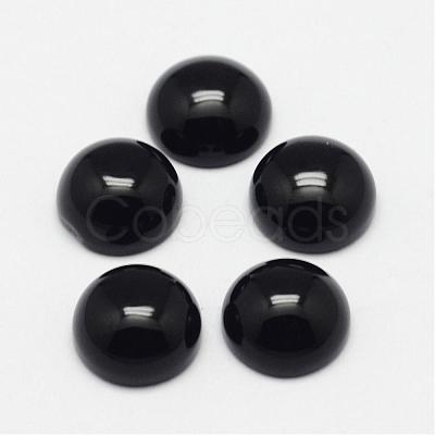 Natural Dyed & Heated Black Agate Cabochons G-F313-01-10mm-1