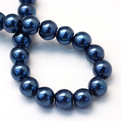 Baking Painted Pearlized Glass Pearl Round Bead Strands HY-Q330-8mm-15-1