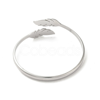 Non-Tarnish 304 Stainless Steel Leaf Cuff Bangles BJEW-A003-03P-1