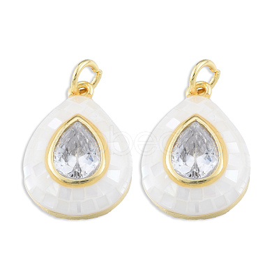 Brass Pave Clear Cubic Zirconia Pendants KK-N227-94D-1