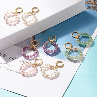 Ring Dangle Hoop Earrings EJEW-JE04821-1