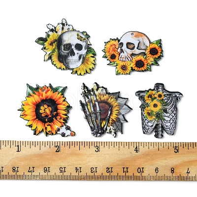 10Pcs 5 Style Halloween Printed Acrylic Pendants MACR-FS0001-44-1