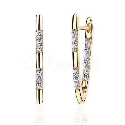 Brass Micro Pave Cubic Zirconia Hoop Earring EJEW-BB72362-C-1