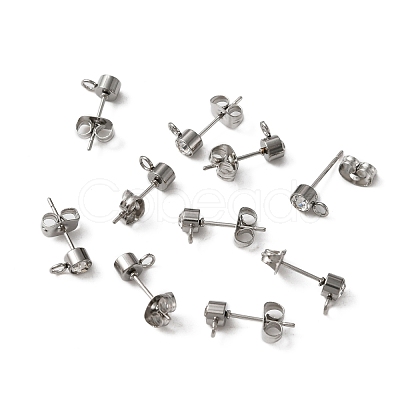 304 Stainless Steel Stud Earrings Findings STAS-WH0029-44B-P-1