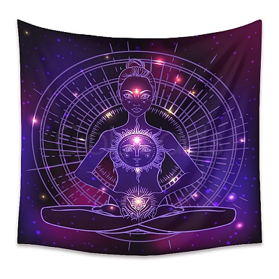 Yoga Meditation Trippy Polyester Wall Hanging Tapestry PW23040452827-1