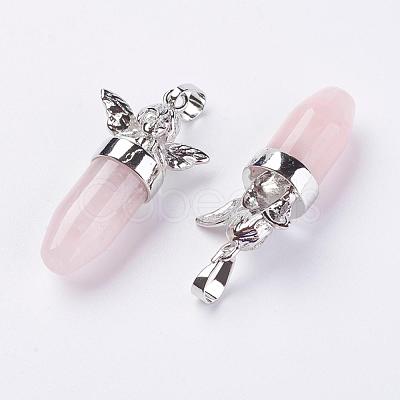 Natural Rose Quartz Pendants G-E397-03P-1